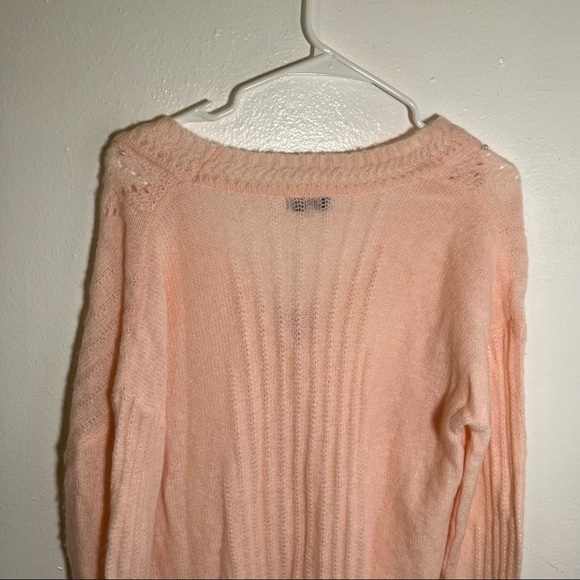 FRNCH Paris V-Neck Pointelle Cardigan Pink Pearl - Picture 8 of 11